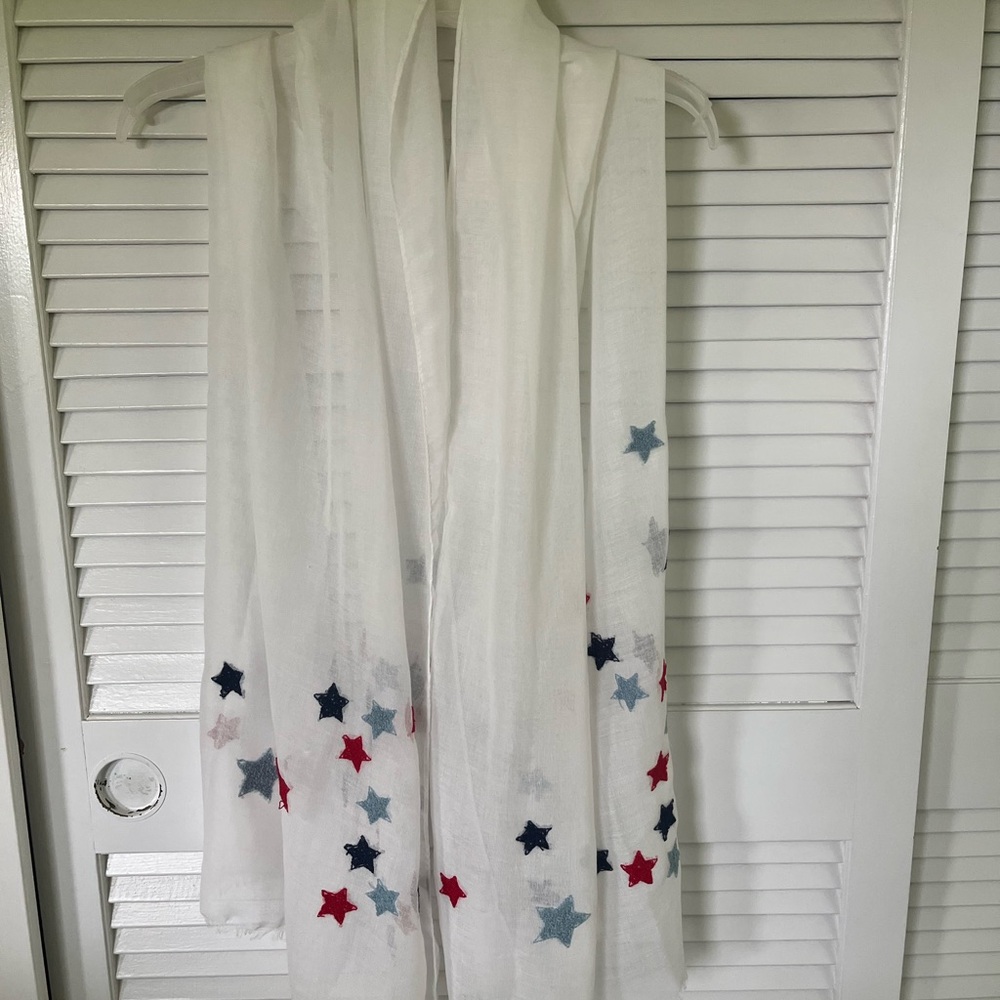White Scarf with Star Pattern